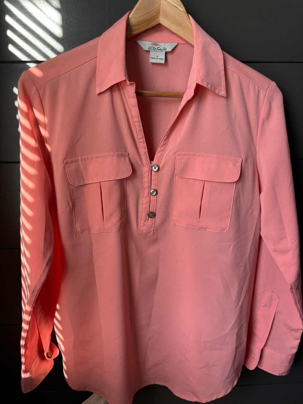 Bob Timberlake Women’s Small Pink Pullover Blouse Collared  Top Size Small